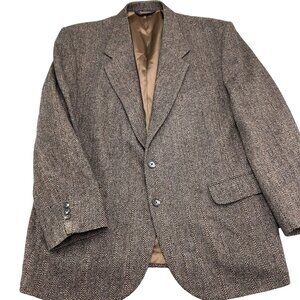 Woolrich Blazer Men 46 Brown Multi Herringbone Tweed Outdoor Jacket VTG USA Flaw